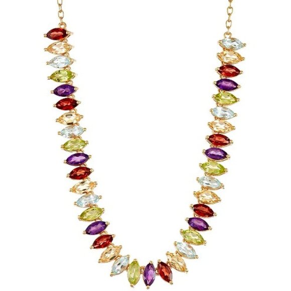 Kohl's Jewelry - $400 KOHL'S 18K GP Marquise Shaped Vibrant Multi Genuine Gemstone Necklace**NEW!